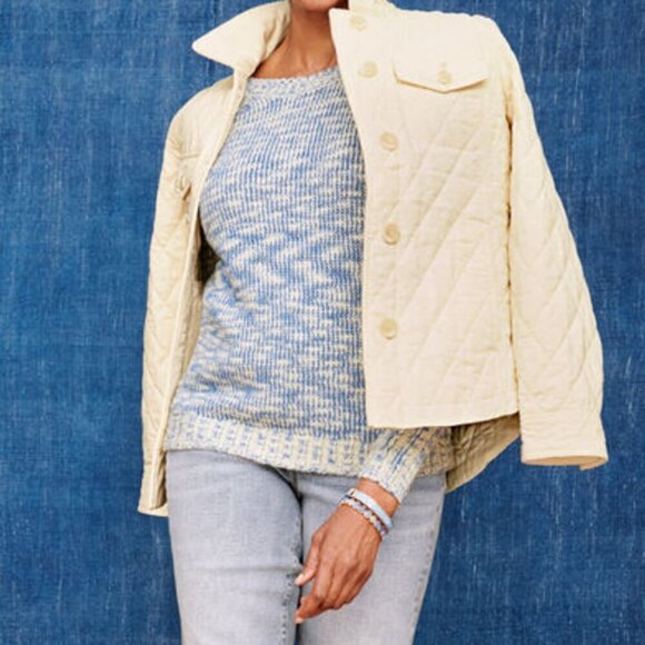 TALBOTS Blue Tie Dye Marled Knit Crewneck Sweater Women's L Petite LP - Picture 7 of 7